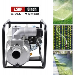 3 Inch Gas Powered Water Pump, 4-Stroke 210cc 7.5Hp Trash Pump, 3600r/min Water Transfer Pump, Portable Gasoline Semi-trash Water Pump for Irrigate The Field Construction Site