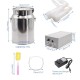 10L Goat Milking Machine Adjustable Pulsation Vacuum Electric Milker, Automatic Pulsating Vacuum Pump Livestock Milking Supplies with Stainless Bucket