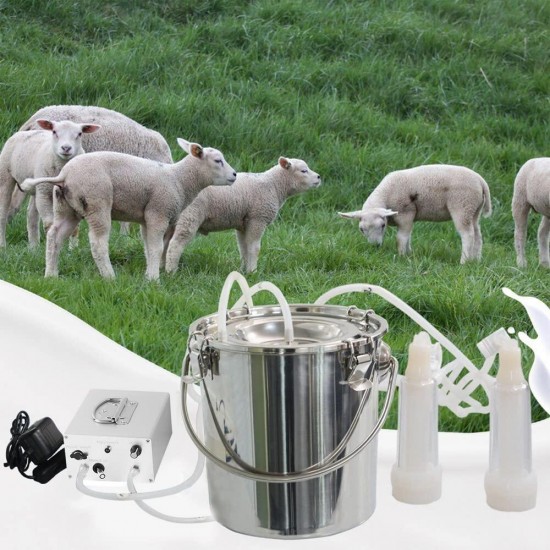 3L Goat Milking Machine,Rechargeable Battery Milker Powered Pulsation Vacuum Pump with 2 Teat Cups,3L Stainless Steel Buckets for Goats(5200mAh Battery)