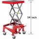 300LBS Motorcycle Dirt Bike ATV Motorcycle Bike Scissor Jack Lifts Hoist Mini Crank Hydraulic Foot Operated Lift, Red