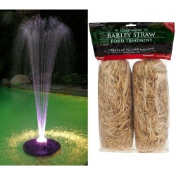 FTC102 550-GPH Pump 48-LED Light Floating Spray Fountain, 12 L x 12 W x 6 H / 14 H, Black & Summit 130 Clear-Water Barley Straw Bales, 2-Pack