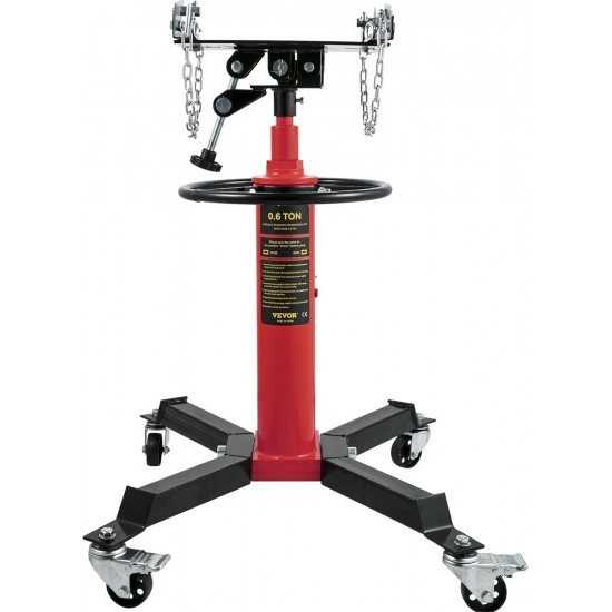 Transmission Jack, 1322 LBS (3/5 Ton) Capacity 2-Stage Hydraulic Telescopic Jack, Floor Jack Stand with Foot Pedal and 360° Swivel Wheel, 33-1/2-67 Lifting Range Garage/Shop Lift Hoist, Red