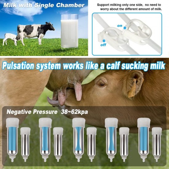 Electric Milking Machine for Goats/Cows 3L/7L/14L Portable Pulsation Vacuum Pump Milker with Stainless Steel Milk Bucket Livestock Milking Machine(Cow 3L)