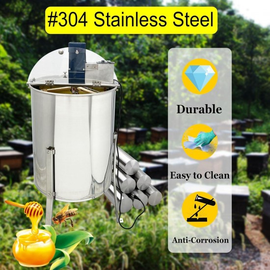 Electric Honey Extractor, 3 Frame Bee Extractor, Stainless Steel Honeycomb Spinner Drum, Beekeeping Extraction Apiary Centrifuge Equipment with Beekeeping Tools Kit for Small Apiarist 110V