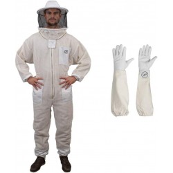 Aero Beekeeping Suit with Round Veil and Goatskin Gloves (X-Large)