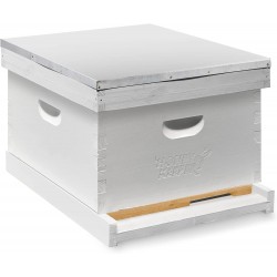 Beginner Beehive Kit, Fully Assembled and Painted Starter Set with Hive Body & 10 Frames, White