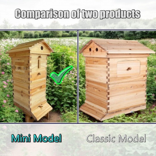 Mini Flows Hive Nuc, Mini Bee hive with 4pcs Flows Frames and 6pcs Beehive Foundations, with 1pcs Super Boxes 1pcs Brood Boxes, Bee Hives Starter Beekeeping Kits