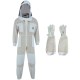 Ventilated Bee Suit for Men - 3X Ultra Protective Layer Beekeeping Suit - Premium White Fabric Mesh Bee Keepers Suite - Professional Bee Suit for Women with Fencing Veil (XL)