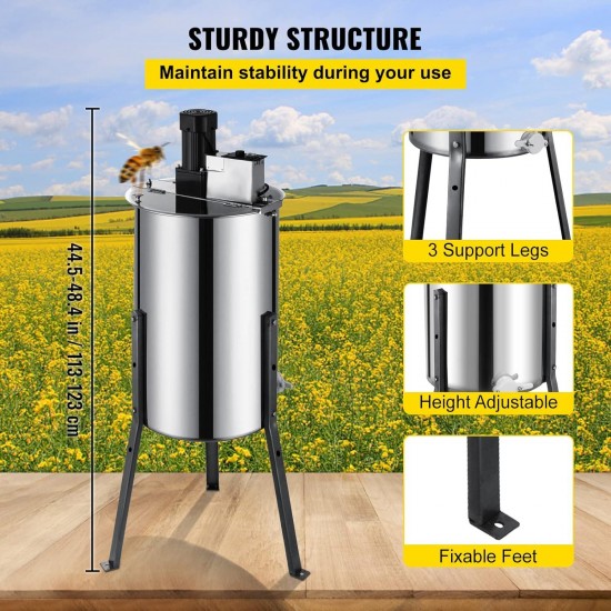 Electric Honey Extractor Separator 2 Frame Bee Extractor Stainless Steel Honeycomb Spinner Crank. Beekeeping Extraction Apiary Centrifuge Equipment