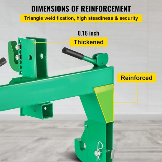 3-Point Quick Hitch, 3000 LBS Lifting Capacity Tractor Quick Hitch, 28.31 Between Lower Arms Attachments Quick Hitch, 5 Level Adjustable Bolt, Adaptation to Category 1 & 2 Tractor,Green