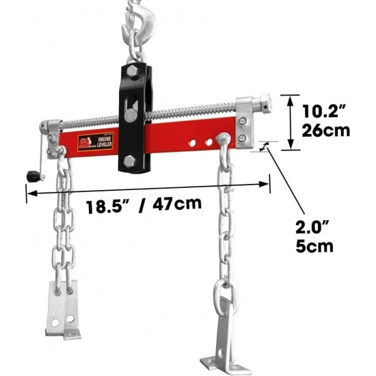 Bundle of BIG RED AT37912 Torin Steel Rotating Engine Stand :3/4 Ton (1,500 lb) + BIG RED T32100 Torin Engine Hoist Shop Crane Accessory: Steel 3 Position Engine Leveler, 3/4 Ton (1,500 lb)