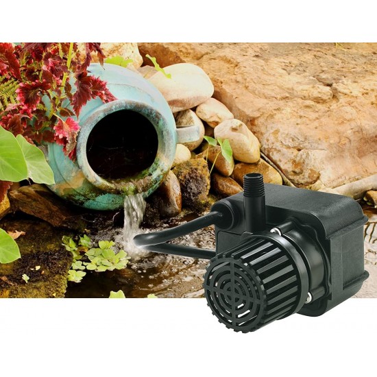 PE-2F-PW 115 Volt, 1/40 HP, 300 GPH Submersible Direct Drive Pump for Small Ponds or Fountains with 15-Ft. Cord, Black, 566611