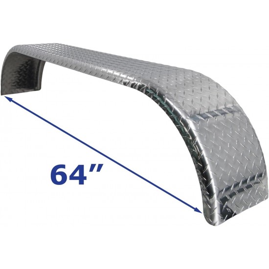 Qty 2)- Boat Trailer Aluminum Diamond Plate Tandem Axle Fenders 10'' x 64'' x 13''