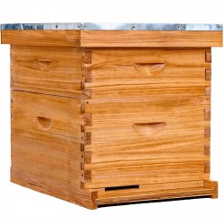 10 Frame Beehive Starter Kit, Beeswax Coated Bee Hives Includes 1 Deep Bee Boxes and 1 Bee Hive Super with Beehive Frames and Beeswax Foundation