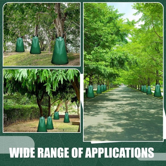 32 Pack Slow Release Tree Watering Bags 20 Gallon Reusable Tree Watering Bag Bulk Automatic Tree Water Bag PVC Plant Drip Irrigation System with 12 Pairs Gardening Gloves for Trees