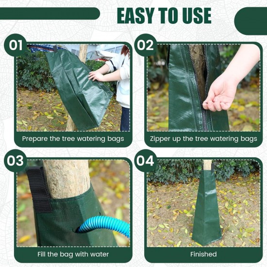 32 Pack Slow Release Tree Watering Bags 20 Gallon Reusable Tree Watering Bag Bulk Automatic Tree Water Bag PVC Plant Drip Irrigation System with 12 Pairs Gardening Gloves for Trees