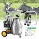 Electric Cow Milking Machine, 6.6 Gal / 25 L 304 Stainless Steel Bucket, Automatic Pulsation Vacuum Milker, Portable Milker with Food-Grade Silicone Cups and Tubes, Adjustable Pressure