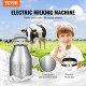 Electric Cow Milking Machine, 6.6 Gal / 25 L 304 Stainless Steel Bucket, Automatic Pulsation Vacuum Milker, Portable Milker with Food-Grade Silicone Cups and Tubes, Adjustable Pressure