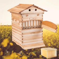 Hive Flows Beehive Kit,Wooden Beekeeping House Beehive Boxes with 7 PCS Auto Bee Hive Frame for Beginning Professional Beekeepers