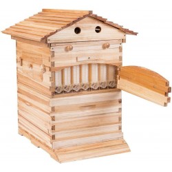 Hive Flows Beehive Kit,Wooden Beekeeping House Beehive Boxes with 7 PCS Auto Bee Hive Frame for Beginning Professional Beekeepers