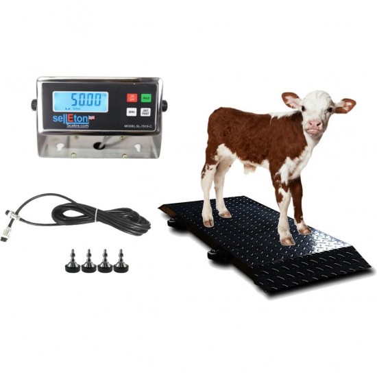 SellEton SL-920-2k Industrial Portable Scale for Livestock, Small Animals Scale, Platform | 50 x 20 (2000 lb x 0.5 lb)