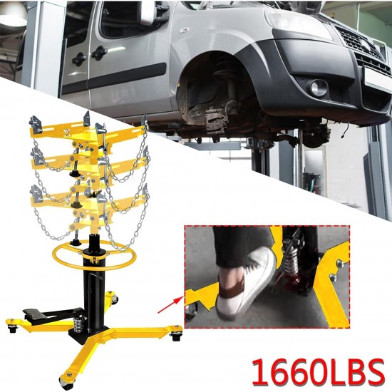 Hydraulic Telescopic Transmission Jack 2 Stage 1660lbs Jack Stands, Floor Jack Car Jack with Pedal 360° Swivel Wheel Adjustable Height Hydraulic Jack for Car Lift 0.75 Ton (Yellow)