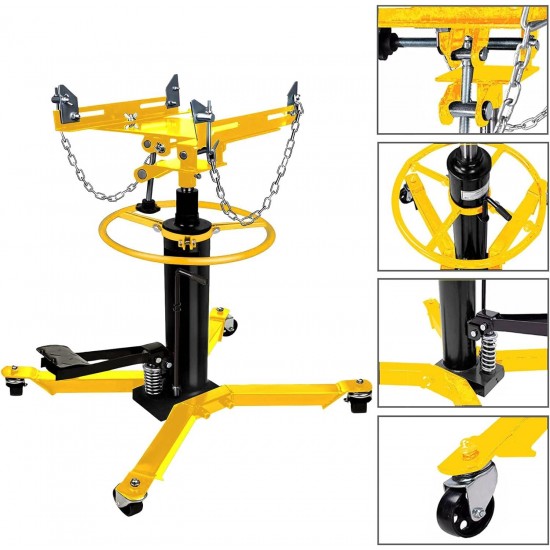 Hydraulic Telescopic Transmission Jack 2 Stage 1660lbs Jack Stands, Floor Jack Car Jack with Pedal 360° Swivel Wheel Adjustable Height Hydraulic Jack for Car Lift 0.75 Ton (Yellow)