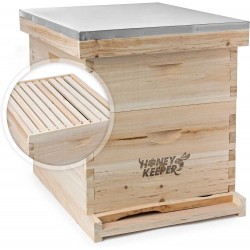 Beehive 20 Frame Complete Box Kit (10 Deep and 10 Medium) with Metal Roof for Langstroth Beekeeping