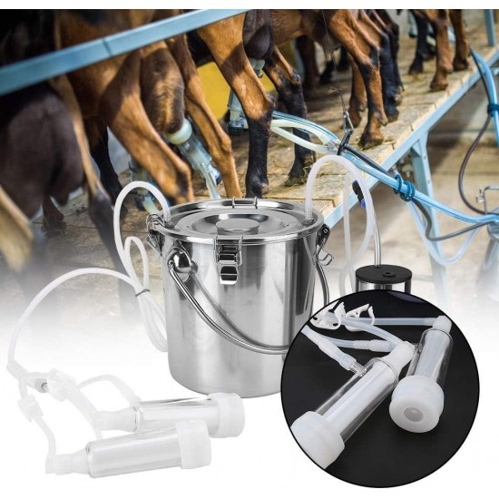 Electric Milking Machine,5L Portable Electric Vacuum Pulsation Suction Pump Milker Machine Livestock Household Domestic Farm Milking Supplies for Cow Goat Sheep (cow)