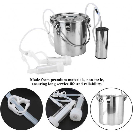 5L Cow Milking Kit, Stainless Steel Goat Milking Set 5L Goat Milking Kit, Stainless Steel Cow Milking Kit for Farm Livestock Handling Supplies for Ranch Milking Tools ((for