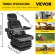 Suspension Seat Adjustable Backrest Headrest Armrest, Forklift Seat With Slide Rails, Foldable Heavy Duty for Tractor Forklift Excavator Skid Steer