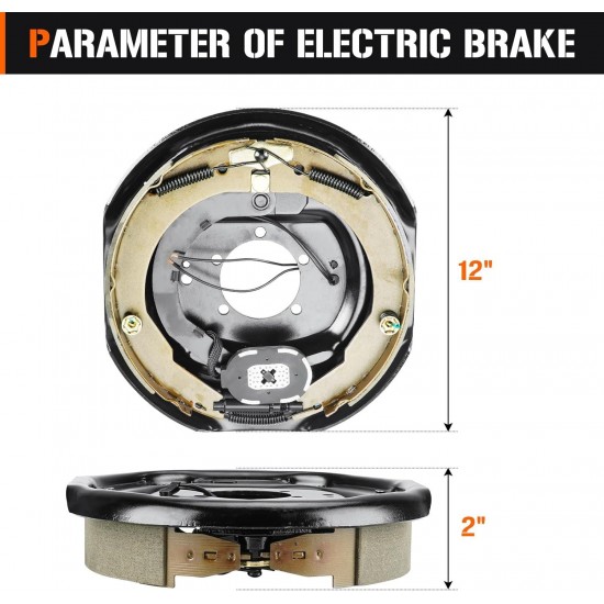 12 x 2 Electric Trailer Brake for 5,200lbs 6,000lbs 7,000lbs Left and Right, 4Pcs