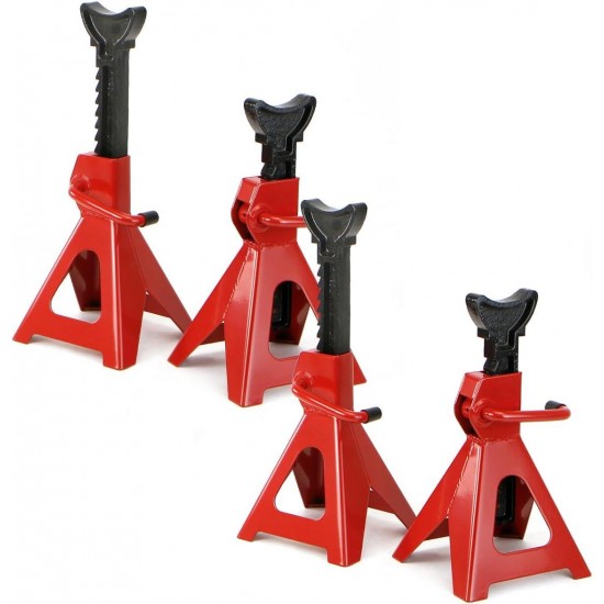 Stark 4-Pieces Automotive Jack Stand 6-Ton /12,000 LBS Capacity Extended Height Shop Auto Jack Stand - Red