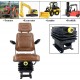 Universal Forklift Seat for Garden Lawn Mower, Komatsu Style Folding Seat Suspension Seat with Armrest and Spring Suspention Base for Mini Digger Forklift Excavator & Skid Loader, Brown