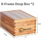 8 Frame Langstroth Bee Hive Coated with 100% Beeswax Includes Beehive Frames and Waxed Foundations (2 Deep Boxes & 1 Medium Box)