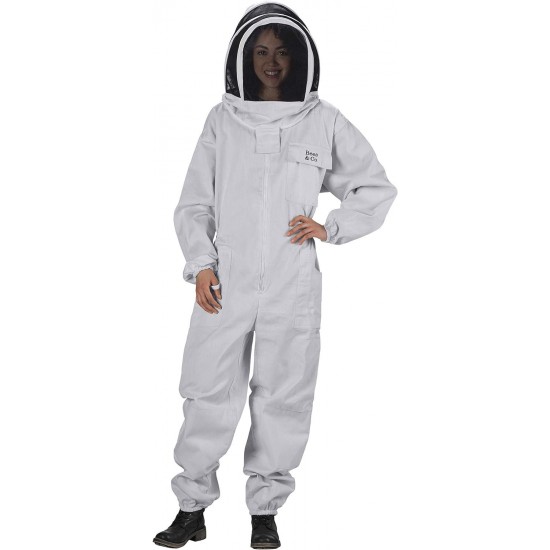 U74 Natural Cotton Beekeeper Suit with Fencing Veil