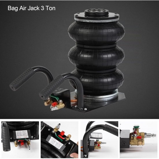 Triple Bag Air Jack, 3 Ton Pneumatic Car Jack Fast Lifting up to 16 Inch Height for Car Repair