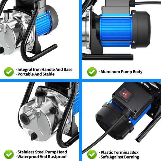 portable shallow well pump with several accessories for agricultural irrigation