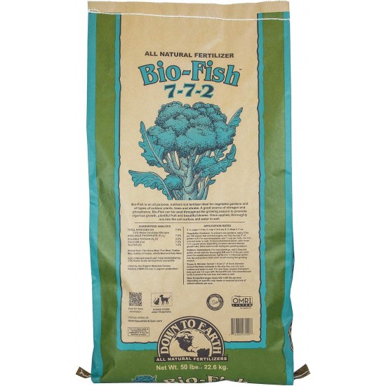 Down to Earth Organic Bio-Fish Fertilizer Mix 7-7-2, 50 lb