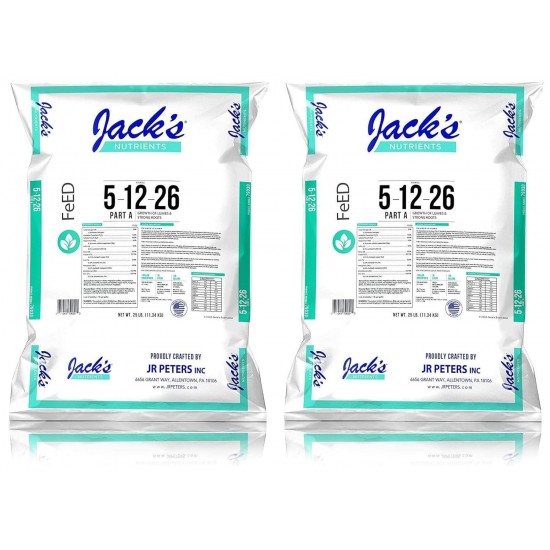 JR Peters Jacks Hydroponic 5-12-26 Part A Fertilizer (Two Pack) Q