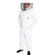 Premium Natural Cotton Bee Suit With Round Veil | Suitable For Beginner and Commercial Beekeepers | Includes YKK Brass Zippers Thumb Straps | Hive Tool Pockets - Medium