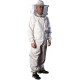 Premium Natural Cotton Bee Suit With Round Veil | Suitable For Beginner and Commercial Beekeepers | Includes YKK Brass Zippers Thumb Straps | Hive Tool Pockets - Medium