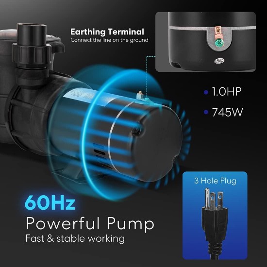 1.0 HP 5280 GPH Powerful Self Primming Above Ground Swimming Pool Pump with Strainer Basket and Outdoor Smart Plug with 2 Individually Controlled Outlets