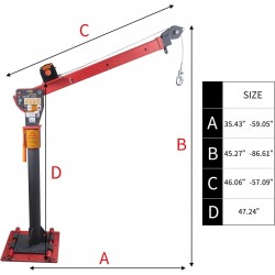 Receiver Hitch Mounted Crane New 1100lb Folding Dismountable Truck-Mounted Crane, with Electric Winch 3500 lb 12V, Painted Steel Pickup Truck Jib Cranes