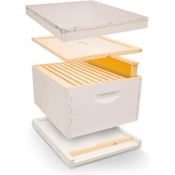 Complete Bee Hive Kit, Fully Assembled Beginner-Friendly Bee Hive Starter Set with Hive Body & 10 Frames