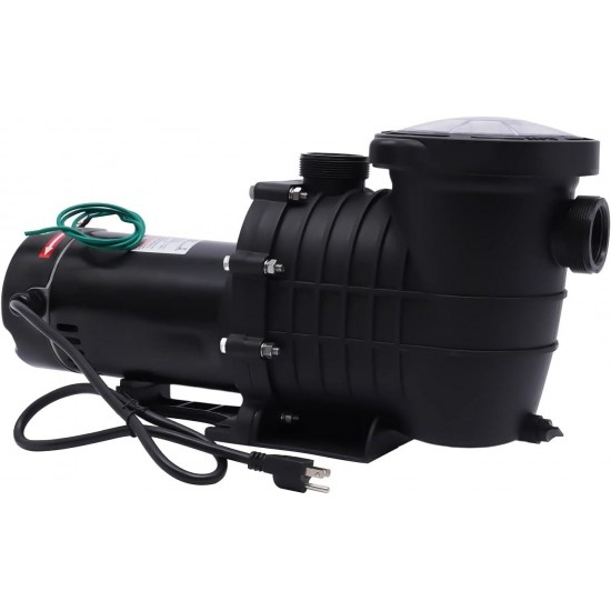 Pool Pump, 2 HP 6815GPH Powerful Self Primming Dual Voltage Swimming Pool Pumps with Connectors and Strainer Basket, Black Pool Pump for In/Above Ground Swimming Pools 1500W 3450rpm