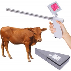 Cattle Visible Machine, Rechargeable Visual Insemination Gun with Camera Adjustable Screen Insemination Gun Instrument Cows Cattle, Stainless Steel Probe Rod 1