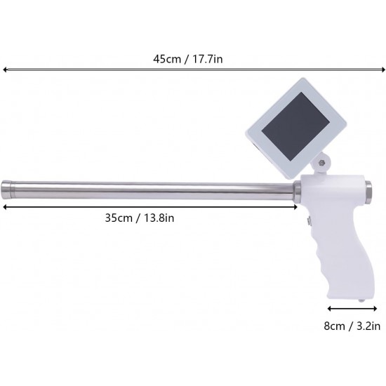 Cattle Visible Machine, Rechargeable Visual Insemination Gun with Camera Adjustable Screen Insemination Gun Instrument Cows Cattle, Stainless Steel Probe Rod 1