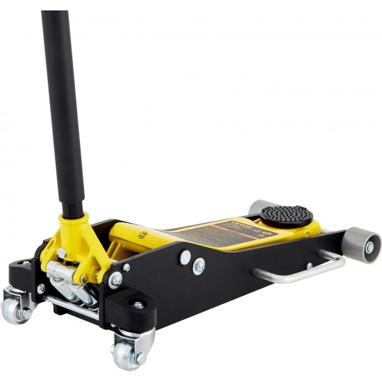 3 Ton Low Profile , Aluminum and Steel Racing Floor Jack with Dual Pistons Quick Lift Pump for Sport Utility Vehicle, Lifting Range 3-6/11-19-11/16, yellow,black