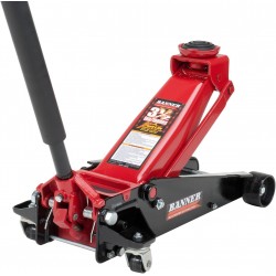 B6350 Black/Red Fast Lift Service Jack - 3.5 Ton Capacity, 28 1/2 L x 13 3/4 W x 6 1/2 H